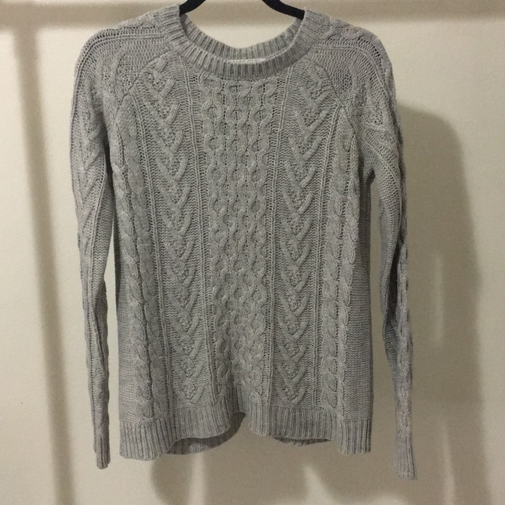 Gray Cable-Knit Sweater
